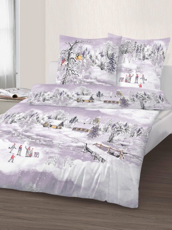 Bettwäsche „Winterlandschaft lila“