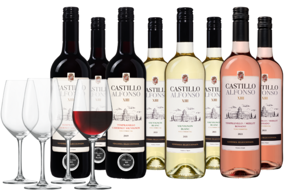 Weinpaket Castillo Alfonso (mit Weingläsern) - die Weinbörse