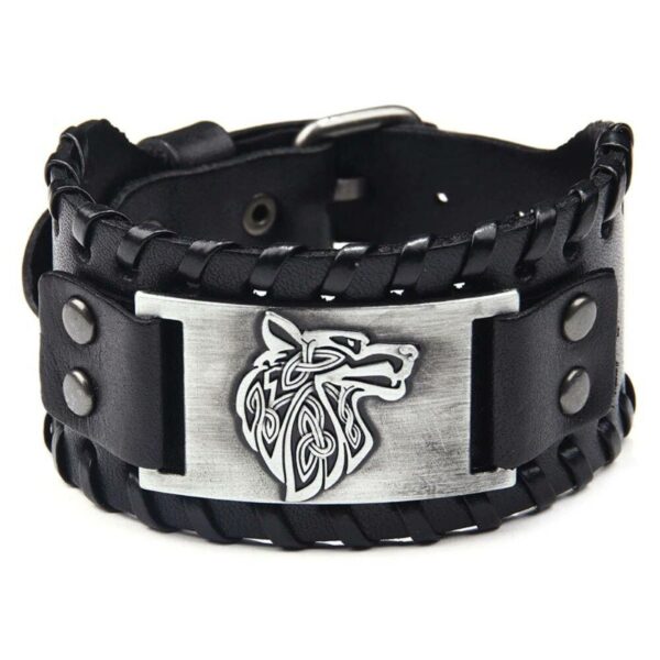 Leder Armband mit Motiv Wolf, 4x27cm