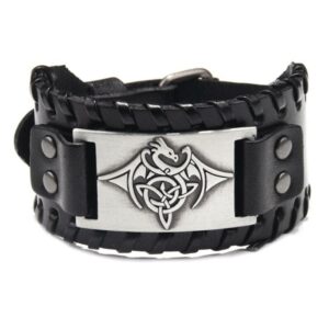 Leder Armband mit Wikinger Motiv, 4x27cm