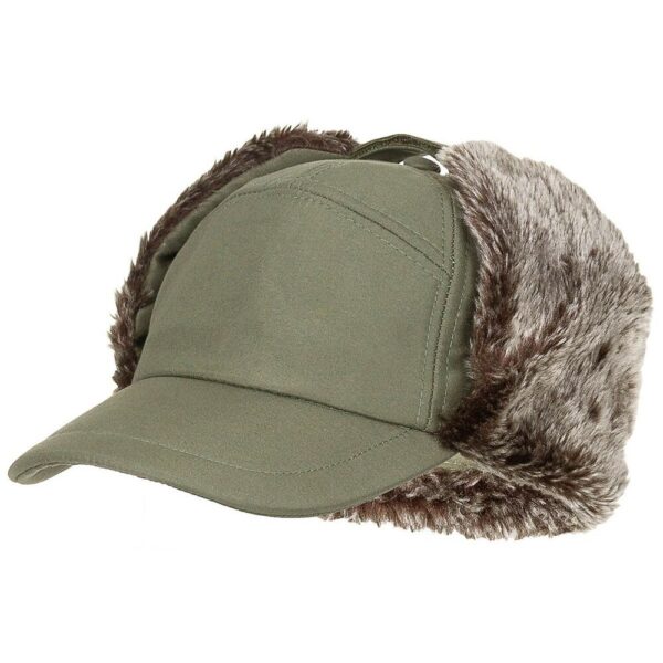 Winter Cap, Trapper" mit Kunstfell oliv"